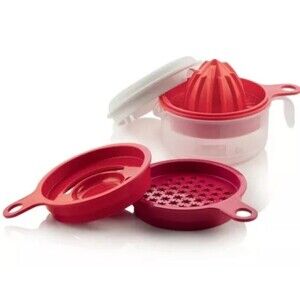 TUPPERWARE Cook's Maid Set - NEW IN BAG -Juicer, Grater,Egg Separator, Measuring